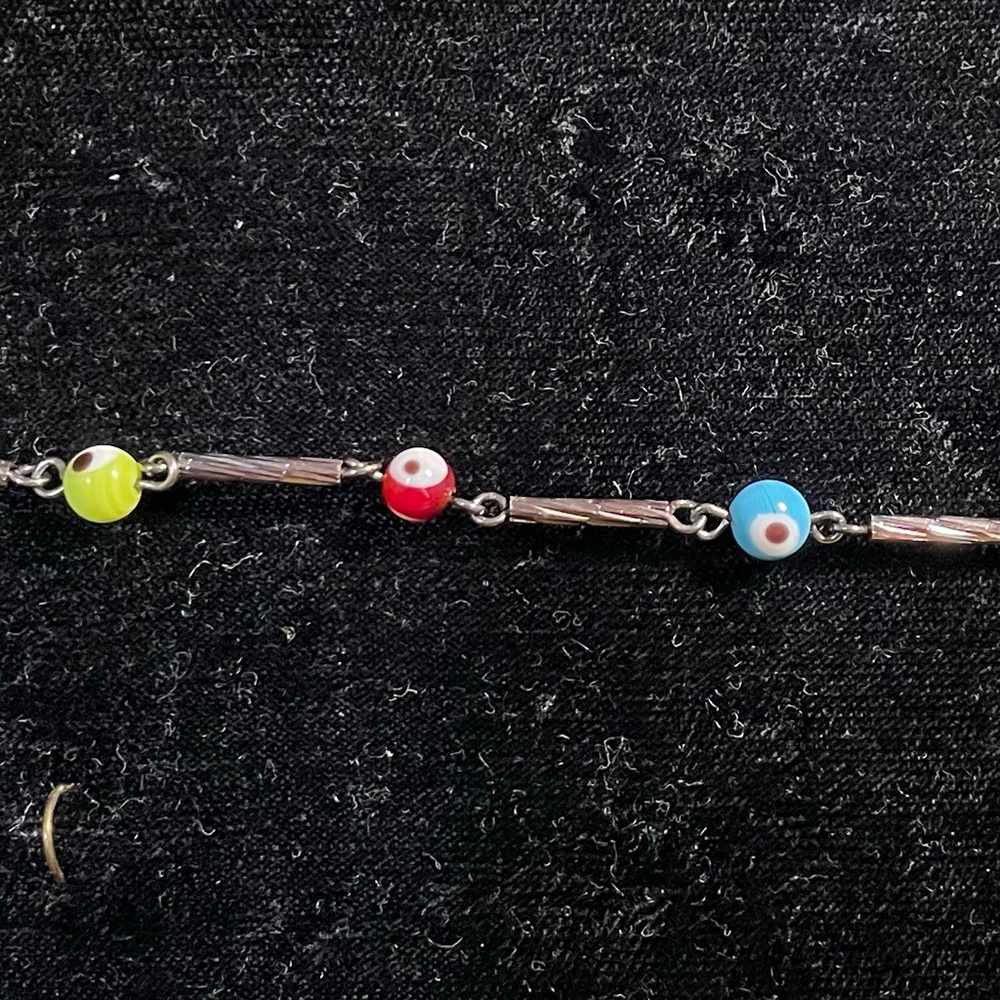 Bohemian Fashion Minimalist Jewelry Evil Eye Stone Sterling Silver 925 Bracelet